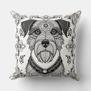 Coussin Dessin de chien en lignes détaillées