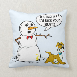 Coussin Dessin de Chien Pees sur Snowman
