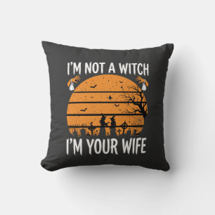 Coussin Dessin de cimetière de sorcière de Halloween drôle