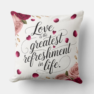 Coussin Dessin de citation florale Rose Élégante