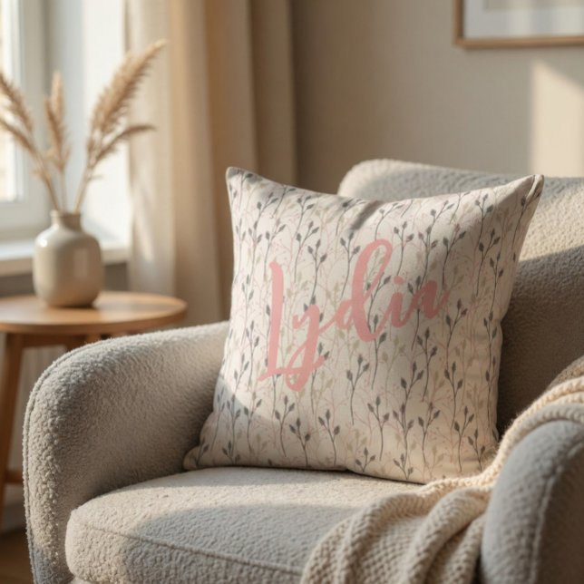 Coussin Dessin de délicate fleur sauvage en jeté aux douce (Créateur téléchargé)