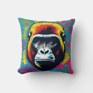 Coussin Dessin de dessin de peinture Gorilla Pop