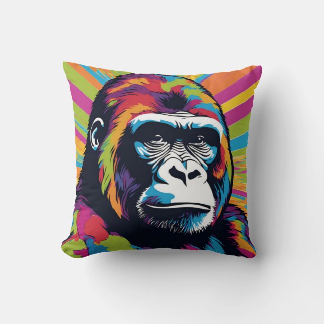 Coussin Dessin de dessin de peinture Gorilla Pop (Recto)