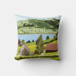 Coussin Dessin de dessin de Suisse mignon et coloré