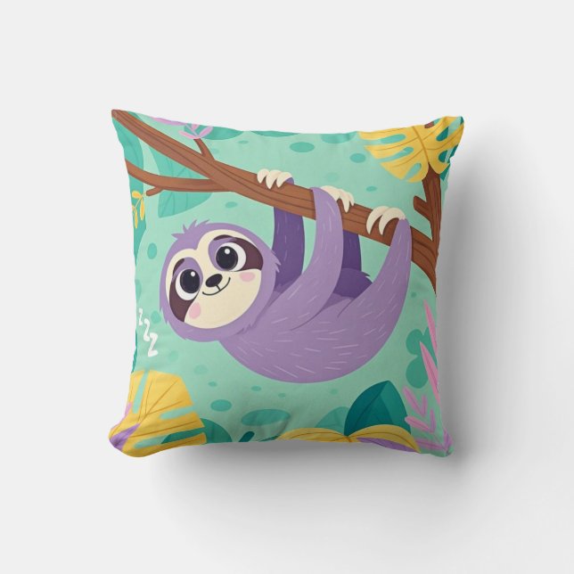 Coussin Dessin de dessin suspendu à l'envers d'une branche (Recto)
