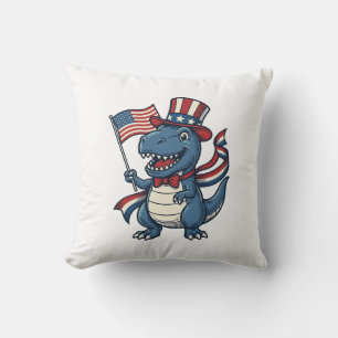 Coussin Dessin de dinosaure patriotique vintage pour t-shi
