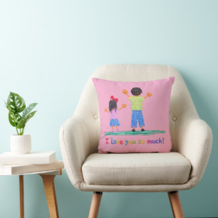 Coussin Dessin de Enfants Mignons Je T'Aime Tellement Colo