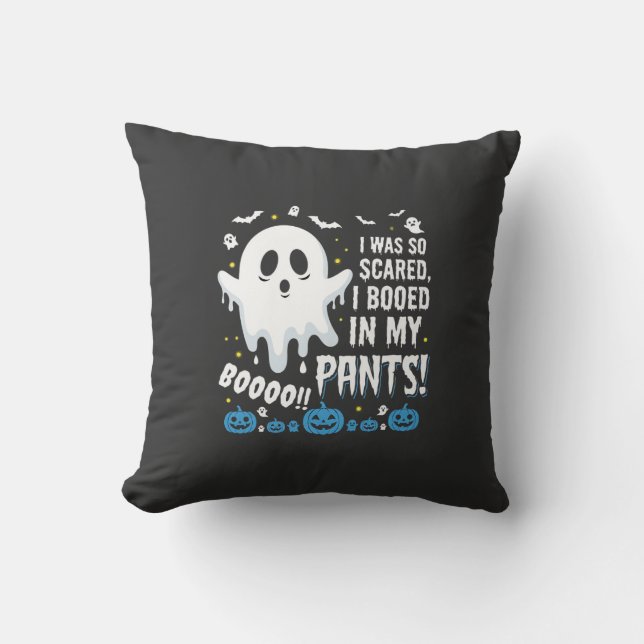 Coussin Dessin de fantôme d'Halloween J'ai fait peur à mon (Recto)