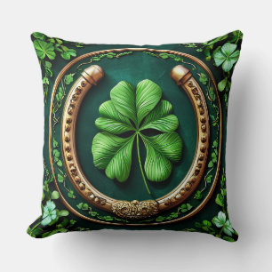 Coussin Dessin de fer à cheval et de trèfle chanceux