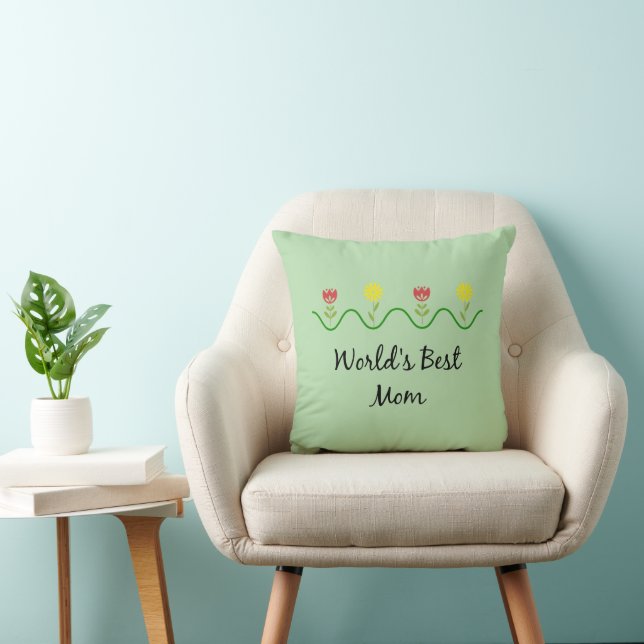 Coussin dessin de fleurs graphiques "Meilleure Maman du Mo (Chaise)
