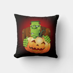 Coussin Dessin de Frankenstein Monster avec Citrouille