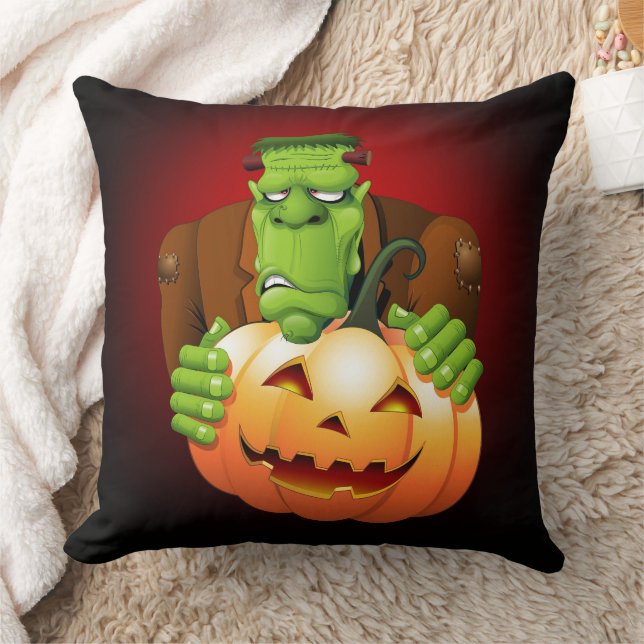 Coussin Dessin de Frankenstein Monster avec Citrouille (Couverture)