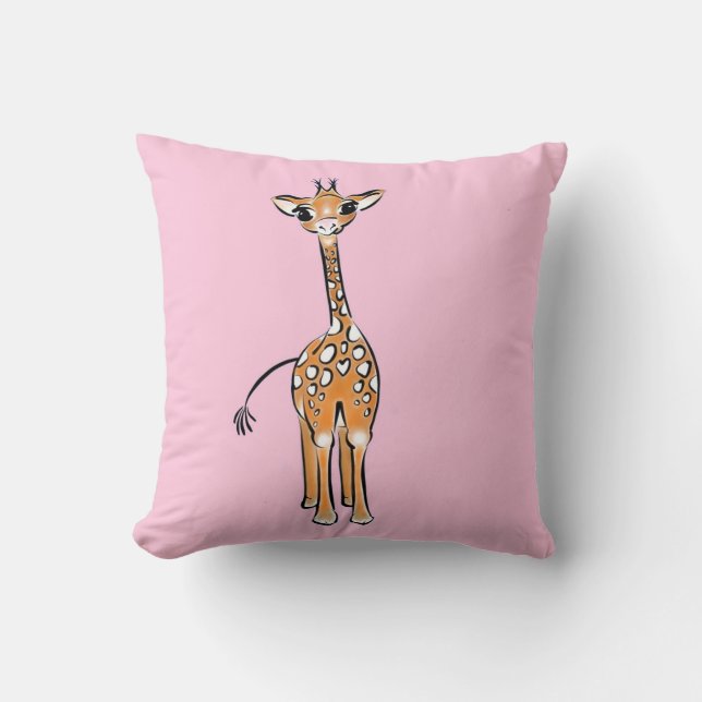Coussin Dessin de girafe, animaux de safari (Recto)