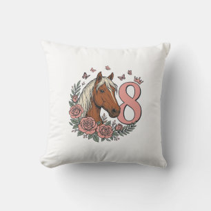 Coussin Dessin de gravure vintage floral pour les 8 ans du