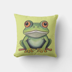 Coussin Dessin de grenouille au crayon de couleur