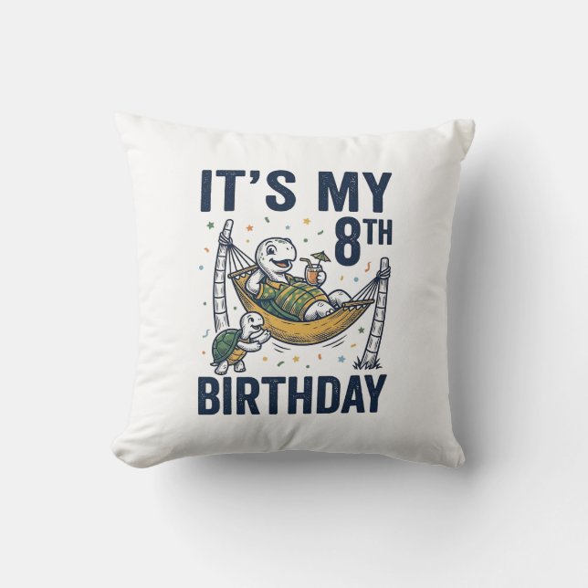 Coussin Dessin de hamac de tortue pour 8e anniversaire Gra (Recto)