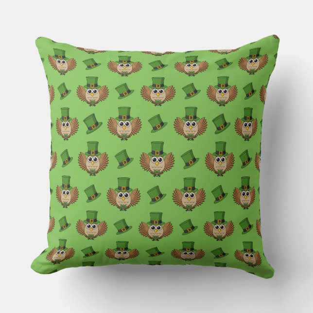 Coussin Dessin de la chouette de la Saint Patrick (Recto)