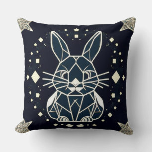 Coussin Dessin de lapin géométrique avec des étoiles décor