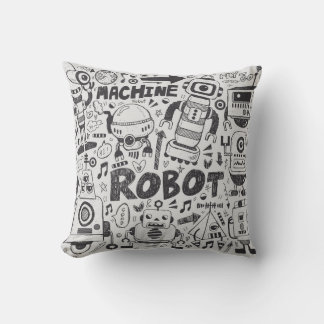Coussin Dessin de l'illustrateur de robots à doodles
