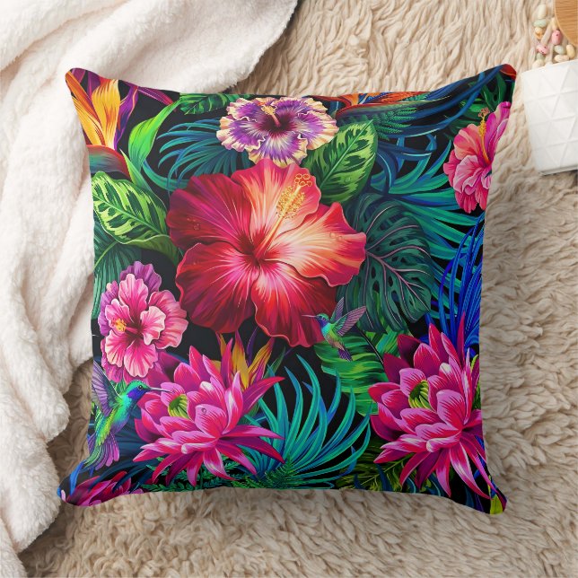 Coussin dessin de motif de fleur d'hibiscus (Couverture)