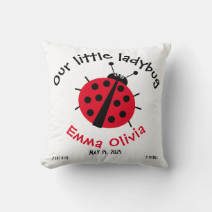 Coussin Dessin de naissance Ladybug Dessin de fille mignon
