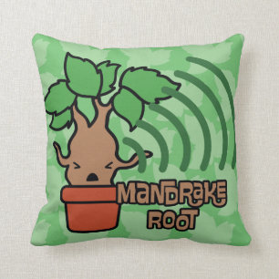 Coussin Dessin de personnage de mandragore hurlante de des