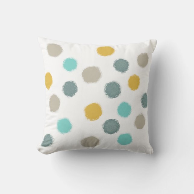 Coussin dessin de points peints à blanc amusant sur blanc (Recto)