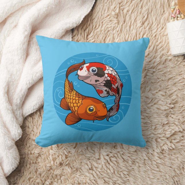 Coussin Dessin de poisson au design Yin Yang avec carpe ko (Couverture)