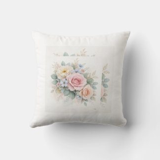 Coussin dessin de rose à l'aquarelle