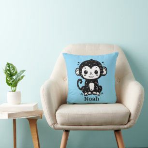 Coussin Dessin de Singe Bébé mignon - Kawaii Nursery Art