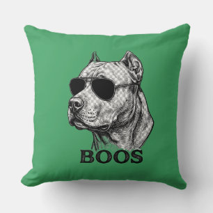 Coussin Dessin de tatouage à l'encre de Pitbull BOOS avec