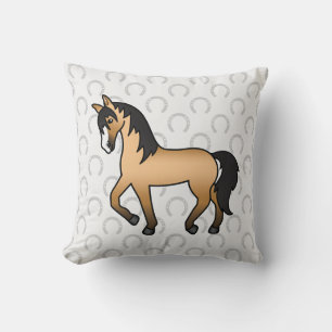 Coussin Dessin de Trot de Chevaux en peau de peau de bouch