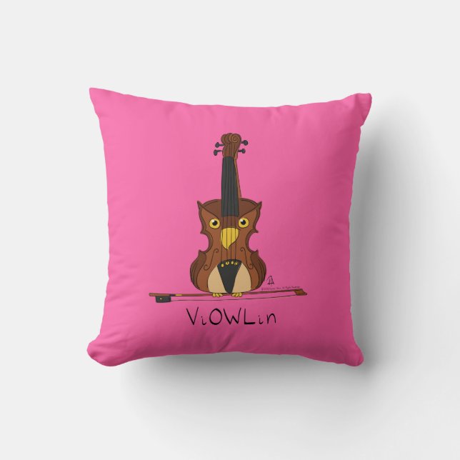 Coussin Dessin de violon amusant musicien (Recto)