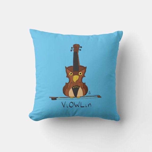 Coussin Dessin de violon amusant musicien (Recto)