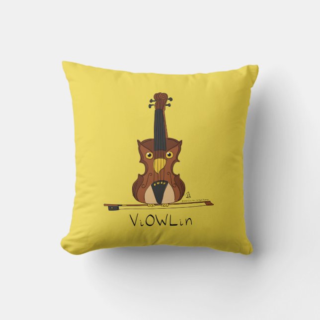 Coussin Dessin de violon amusant musicien (Recto)