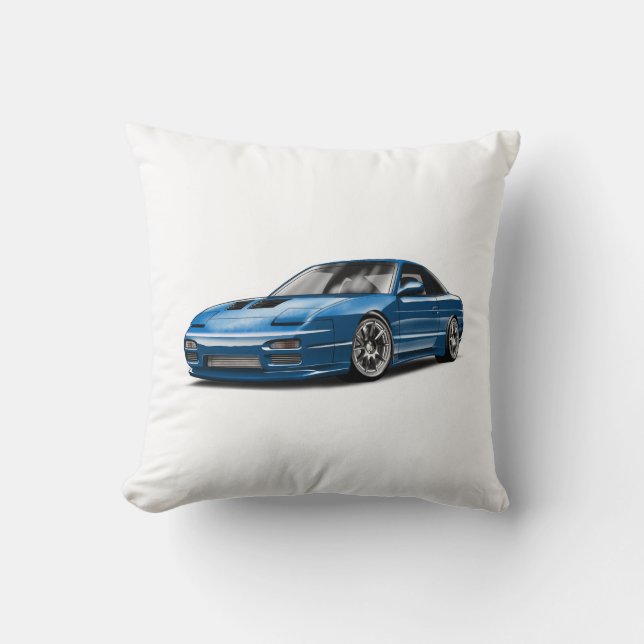 Coussin dessin de voiture bleue 240sx  (Recto)
