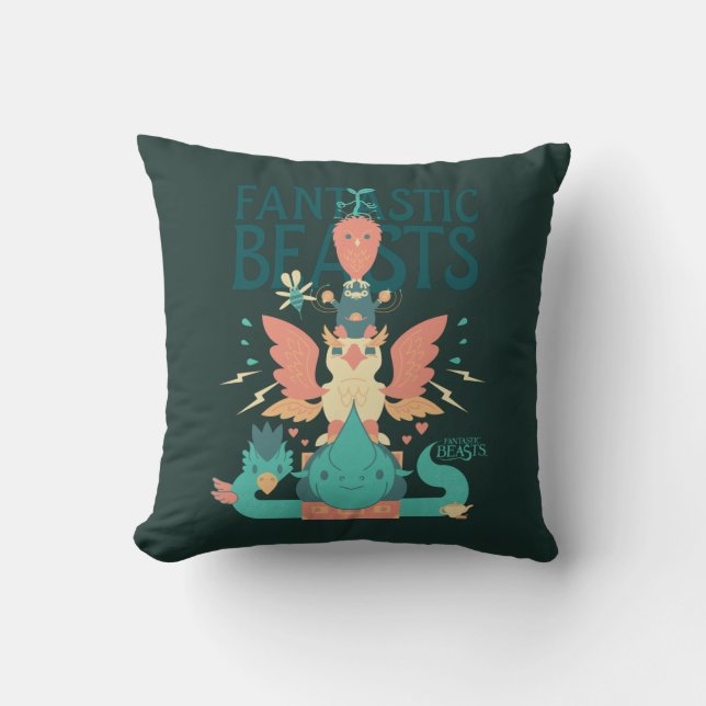 Coussin Dessin Des Bêtes Fantastiques Émergent De Suitcase (Recto)