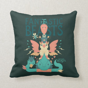 Coussin Dessin Des Bêtes Fantastiques Émergent De Suitcase