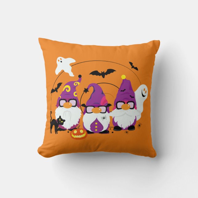 Coussin Dessin d'Halloween Gnomes mignon (Recto)