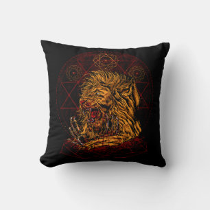 Coussin Dessin d'horreur Lion effrayant