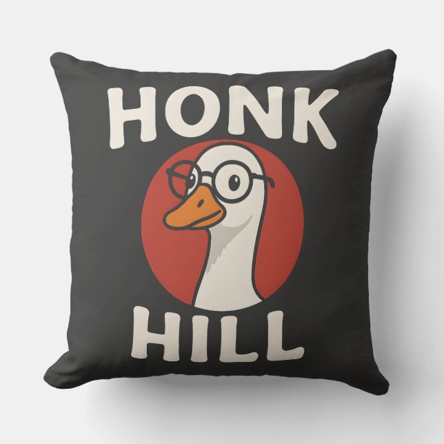 Coussin Dessin d'oie drôle de Honk Hill - Oiseau mignon et (Recto)