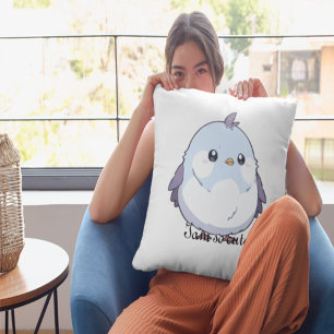 Coussin Dessin d'oiseau Cute Kawaii Chubby - adorable Past