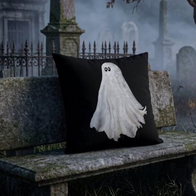 Coussin Dessin drôle de fantôme d'Halloween passé (Créateur téléchargé)