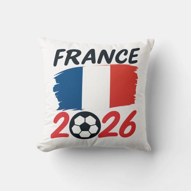Coussin Dessin du drapeau France 2026 couleurs de fan de f (Recto)