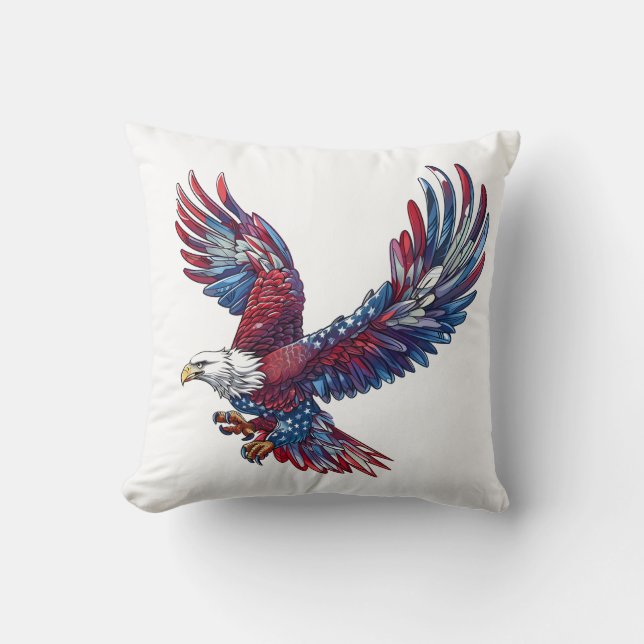 Coussin Dessin d'un aigle, concept 4 juillet (Recto)
