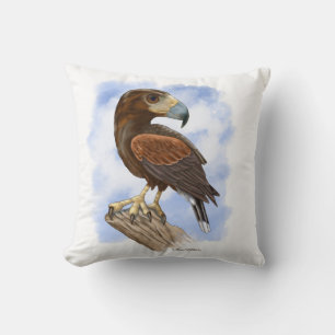 Coussin Dessin d'un Faucon de Harris en vigie	
