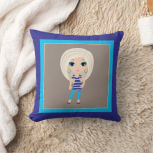 Coussin Dessin d'une femme Throw Pillow