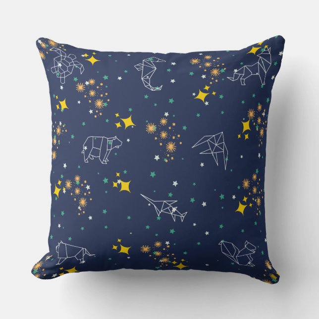 Coussin Dessin élégant animaux ciel bleu enfants (Recto)