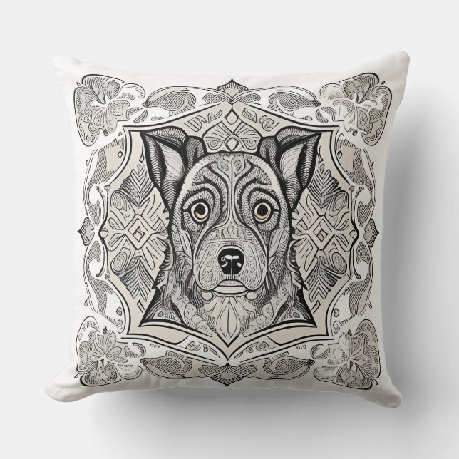 Coussin Dessin élégant de chien, art linéaire moderne mini (Recto)