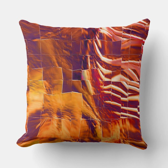 Coussin dessin en mosaïque Abstraite de feuille d'or rouge (Recto)